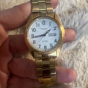 Pulsar Gold Watch with White Dial